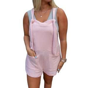 NEW BUCKETLIST french terry overall romper in blush